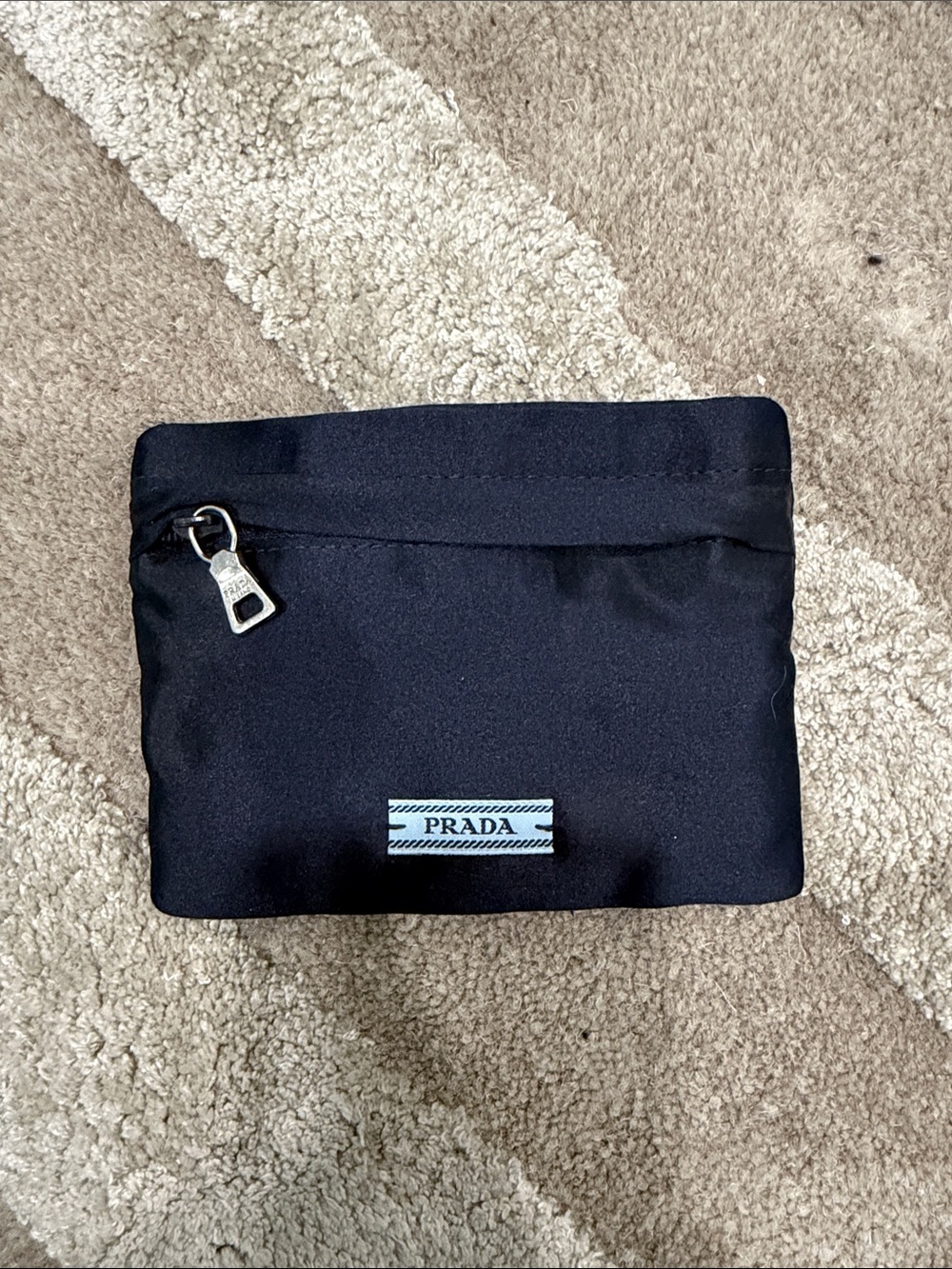 Silk Prada Dark Navy Silk Pouch, Jewelry Case, Coin Holder or CC holder